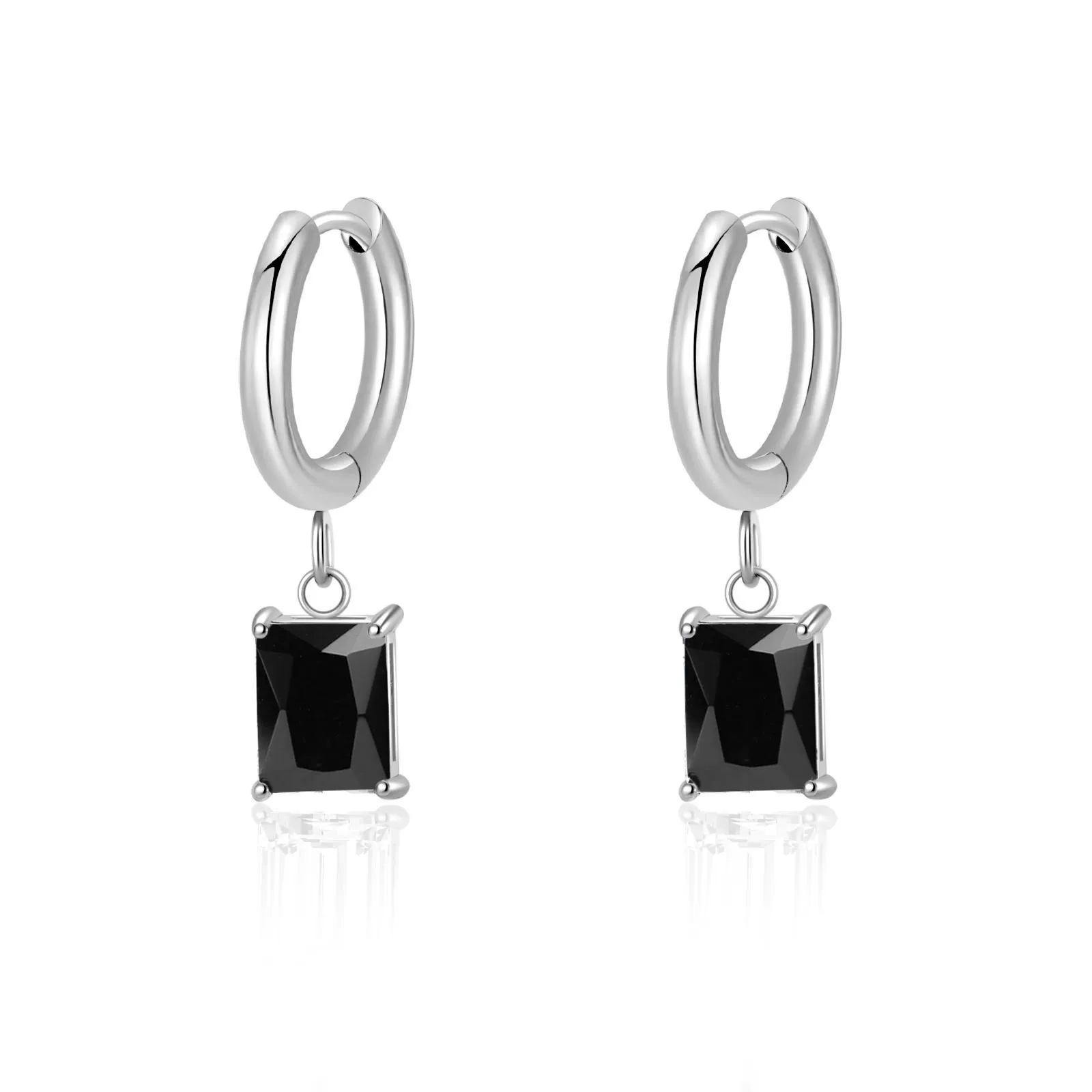  rectangular zirconium, серебро, серьги, клипсы для ушей, 18 карат, оптом