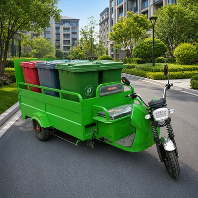 Electric Three-Wheeled Double Barrel Sanitation Truck New Energy Cleaning Truck Manufacturer Property Community Sanitation Trash Can Transporter