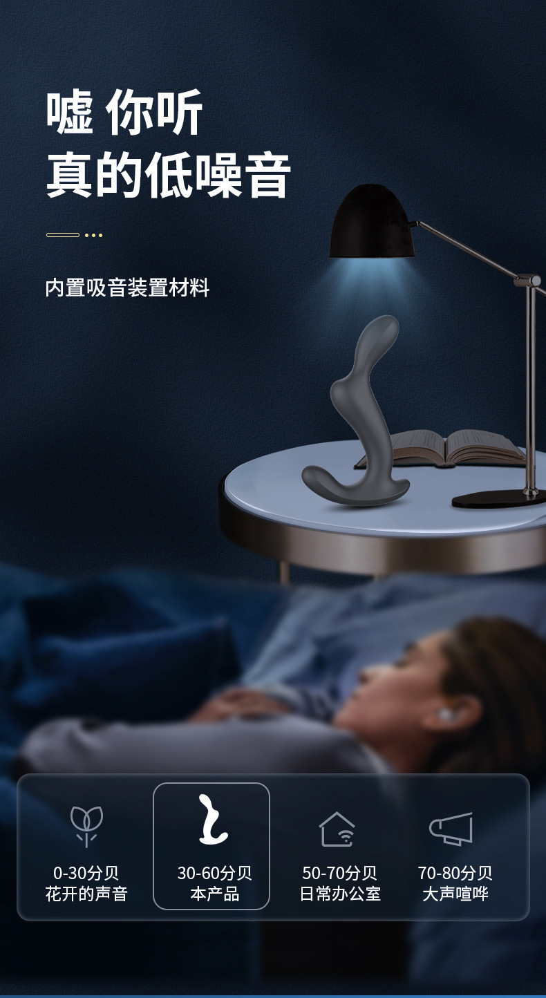 Remote Control Triple Vibrating Prostate Plug, Deep Anal Toy for Men, Silicone — detail image 15
