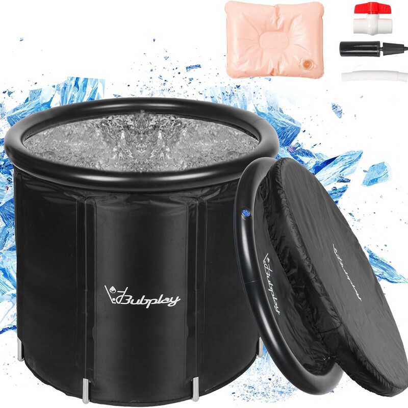 Portable Ice Bath Tub Cold Water Treatment Inflatable Foldable Tube with Lid Large Foldable