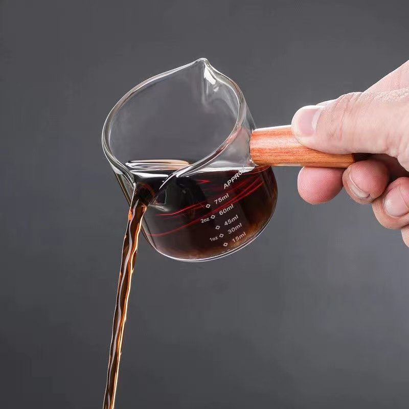 ストレートハンドルダブルノズルミルクカップコーヒーミルクカップガラスコーヒーカップミルクカップイタリアガラスコーヒー計量カップメーカー|undefined