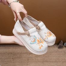 抖音网红爆款新款老北京女生绣花布鞋休闲单鞋民族风亚麻学生布鞋