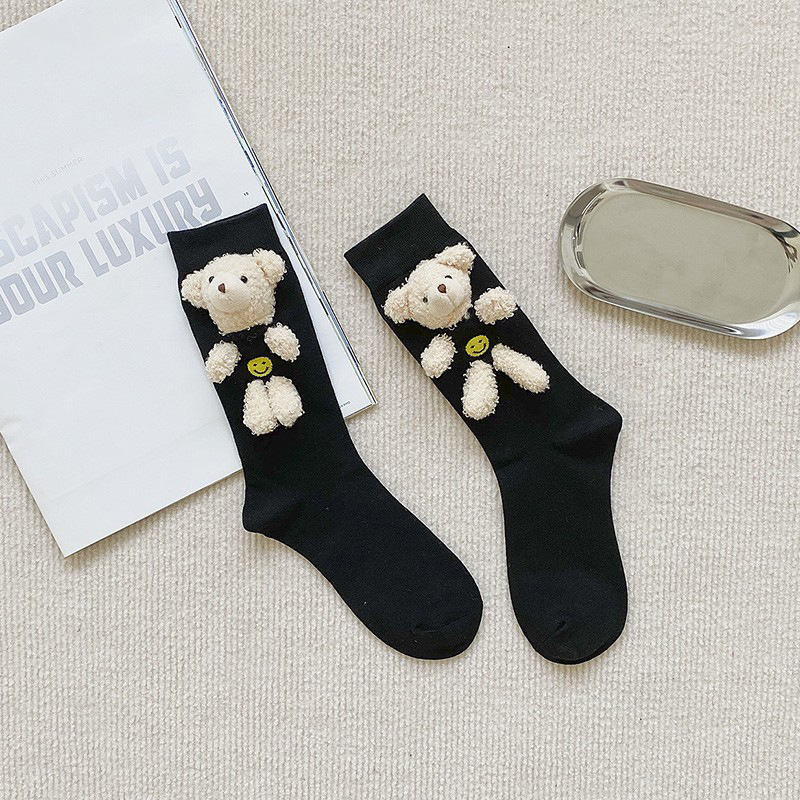 靴下の女性の春夏のキャンディー色の立体的な新しいファッションのヨーロッパの靴下の女性のinsのかわいい立体の熊の靴下の韓国版|undefined