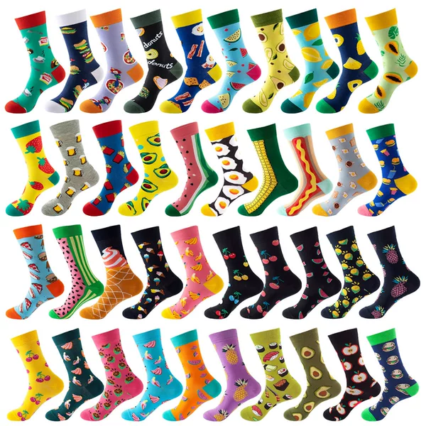 Popular Amazon Foreign Trade Trendy Socks Fruit Food Classic Original Design Men's and Women's Socks Couple Mid-Calf Socks Wholesale