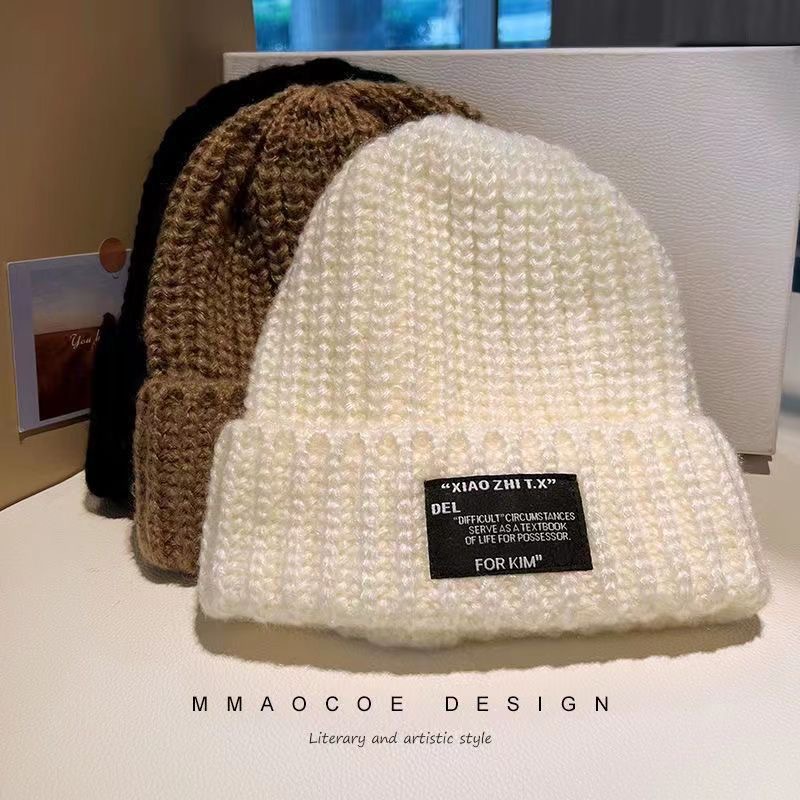 New type of for women, loose board, pile up woolen high aesthetic value, knitted , small face, warm and thick thread_voghion.com