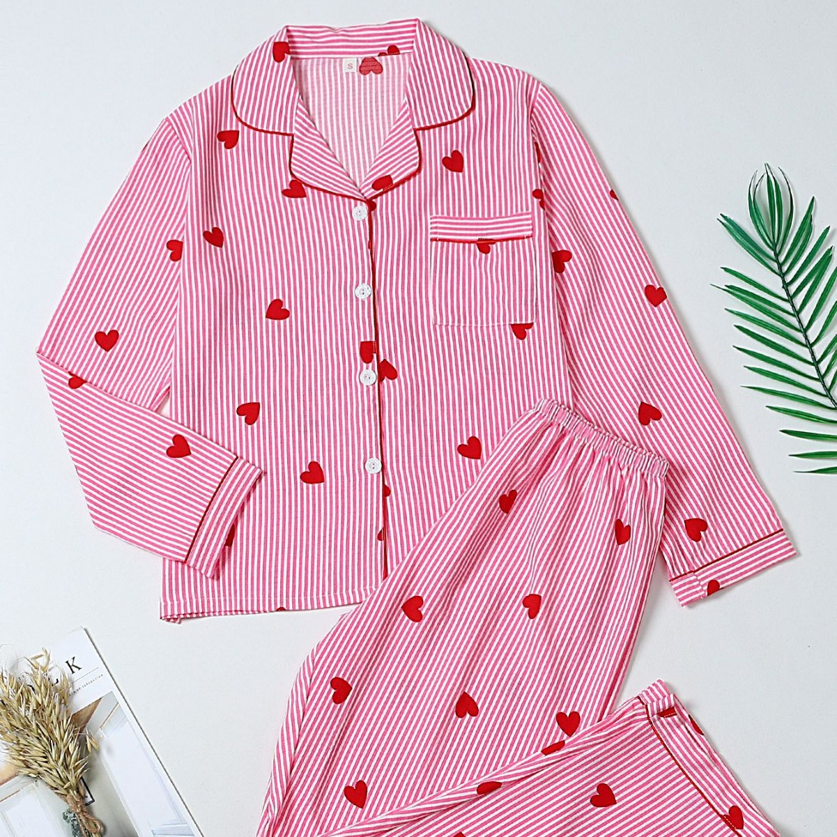 New Foreign Trade Cross-Border Bubble Wrinkle Cardigan Printed Pajamas Women's Long-Sleeved Trousers Cross-Border Home Wear Set Wholesale