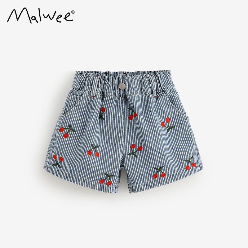Transfronterizo malwee jeans de niñas verano nuevo estilo europeo y americano pantalones cortos de cintura elásticos de niñas pantalones de estilo occidental