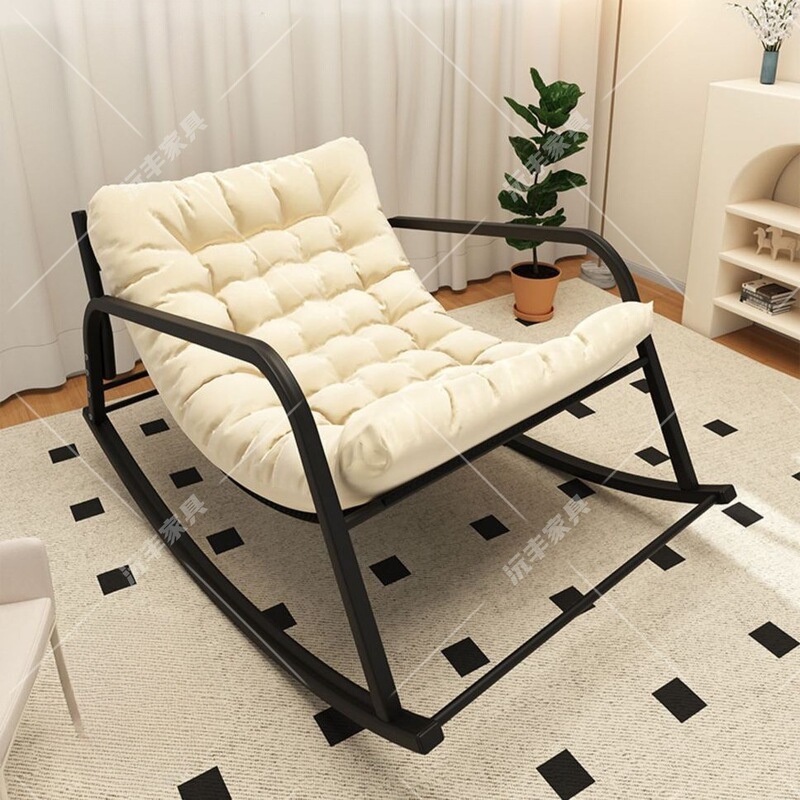 Double Folding Rocking Lounge Chair, Internet Celebrity Style Balcony Living Room Bedroom Lunch Break Lazy Sofa Leisure Chair