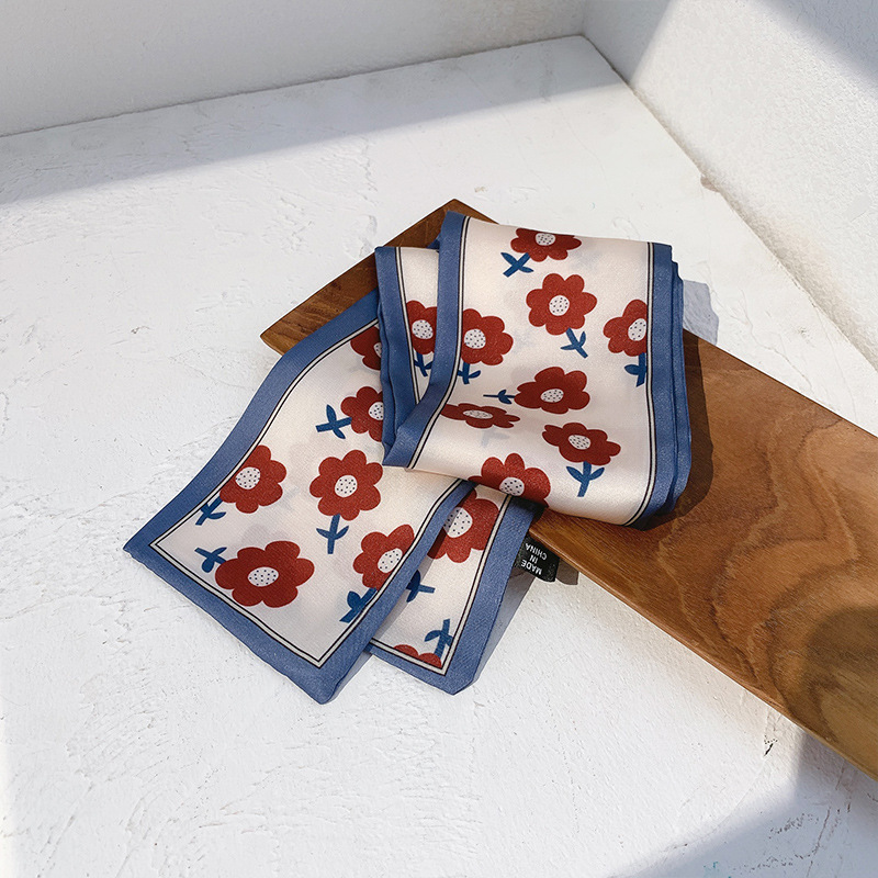 Nanfa Manor flores retro bufandas de seda flotantes arco anillo de cabello dulce chica cuerda de cabello cabeza cuerda de cabello adornos de cabello versátiles