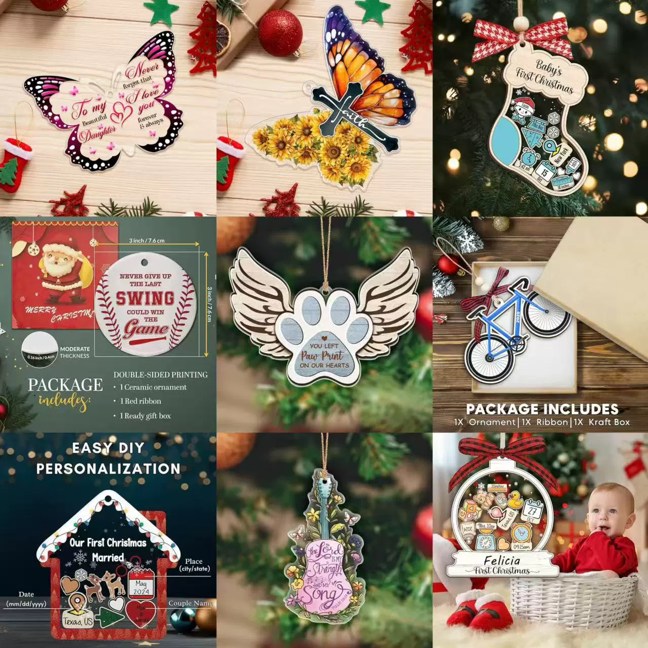 跨境新品2025可爱黑猫亚克力圣诞树装饰挂件猫主人的圣诞节日礼物