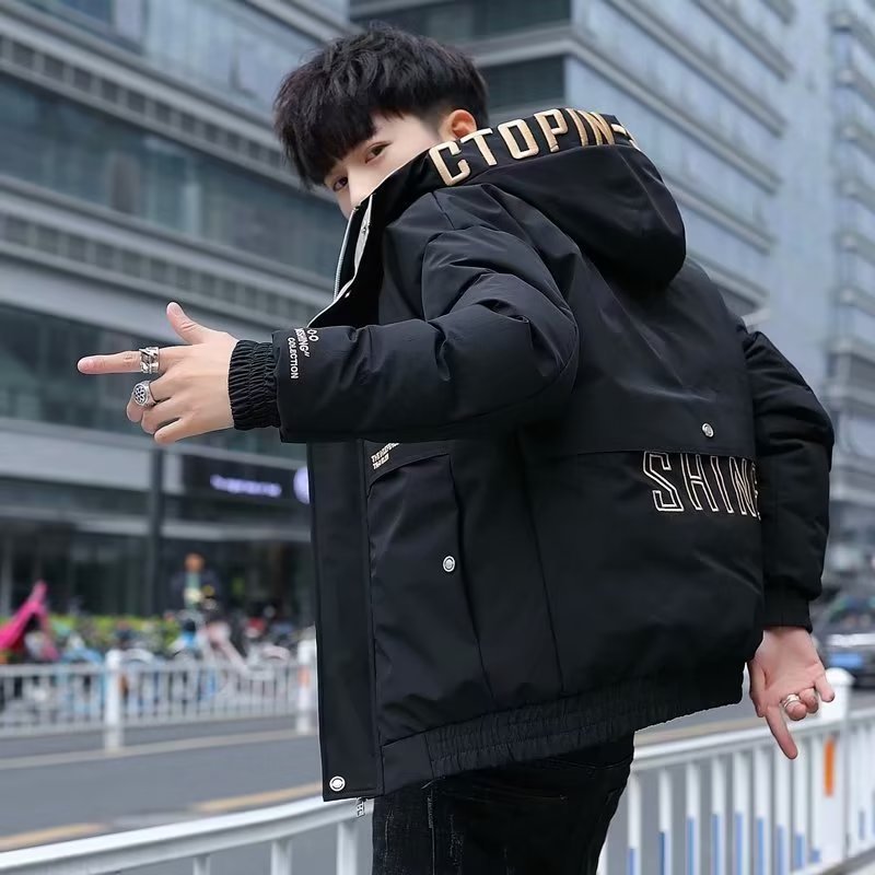 남성용 다운 코튼 재킷 2025 겨울 신상 코튼 재킷 트렌디 브랜드 짧은 스타일 방풍 보온 두꺼운 코튼 재킷 후드 코트