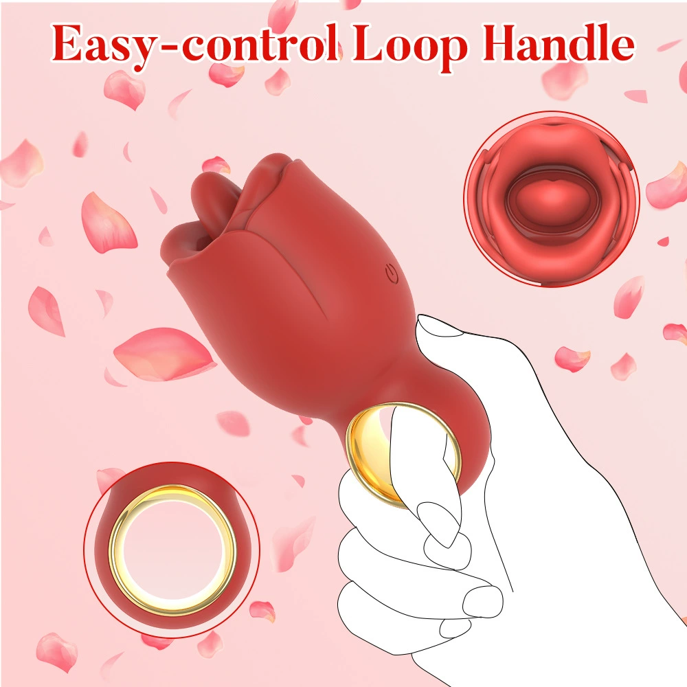 Oral‑simulating vibrator, rose design, 8 modes, rechargeable, compact 11.2 cm