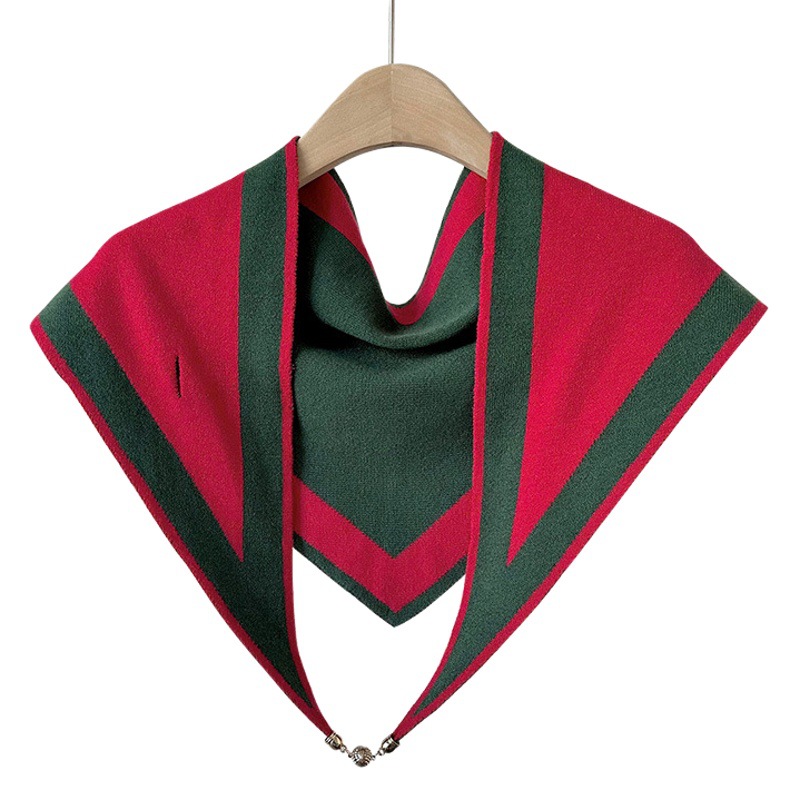 Nueva hebilla magnética bufanda de triángulo de punto para mujer otoño e invierno cálido cuello bufanda de protección de moda todo fósforo suave bufanda decorativa