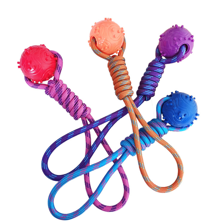 Fábrica transfronteriza nuevo juguete para mascotas cuerda elástica de nylon esférica Limpieza de dientes molares juguete de perro de entrenamiento resistente a mordeduras