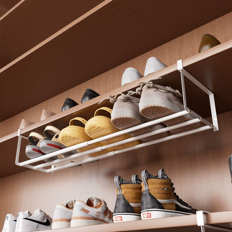 Выдвижная полка для обуви, подвесная полка для хранения, бытовой шкаф для обуви, экономящий место шкаф, многослойный перегородочный шкаф