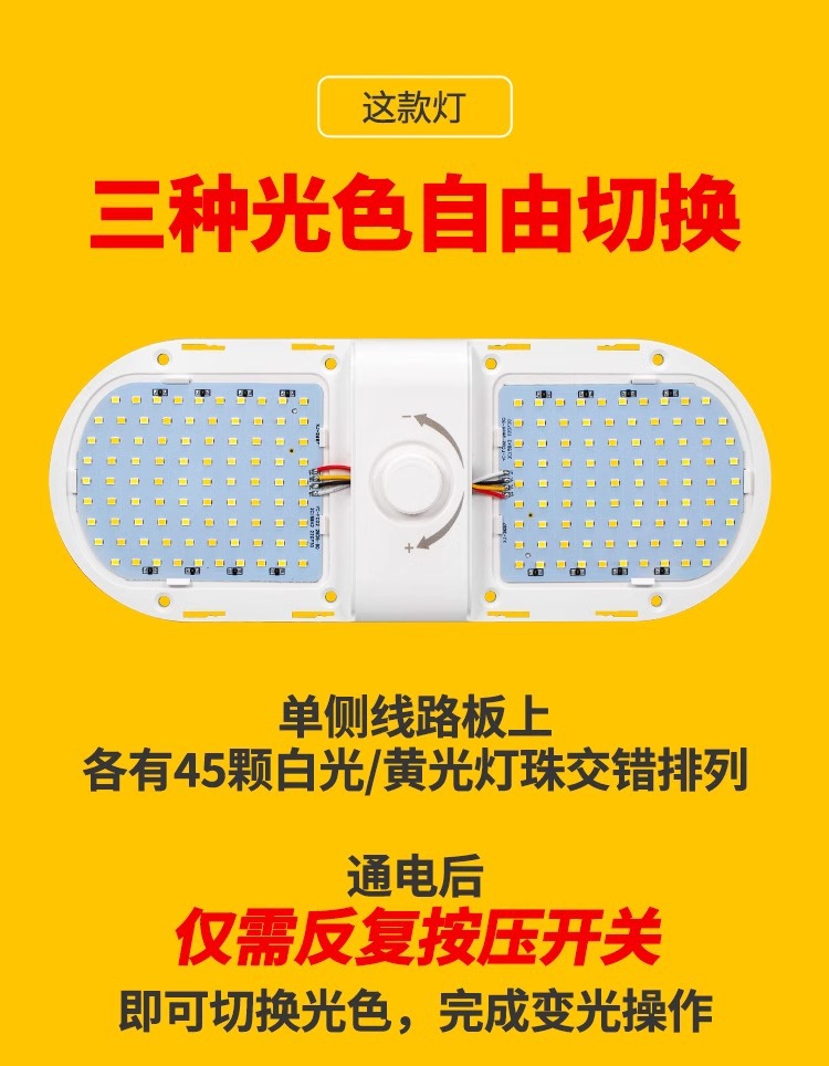 Car, Truck, and Bus Roof Light 12V/24V Universal Rv Led Roof Light Three-Color Cabin Light Super Bright Reading Light