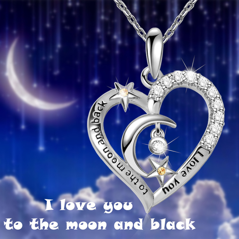 Collana con pendente a forma di cuore stella e luna gioielli donna_voghion.com