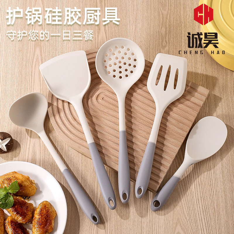 실리콘 냄비주걱, 국자, 요리용 주걱, 논스틱 팬 전용, 고온에 강한 주방용품 세트, 5종 세트, 식품 등급