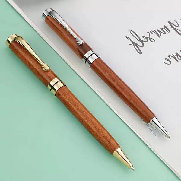 Wholesale Brass Sandalwood Ballpoint Pen Solid Wood Metal High Color Value Rotating Medium Oil Pen Business Office Commemorative Gift Pen
