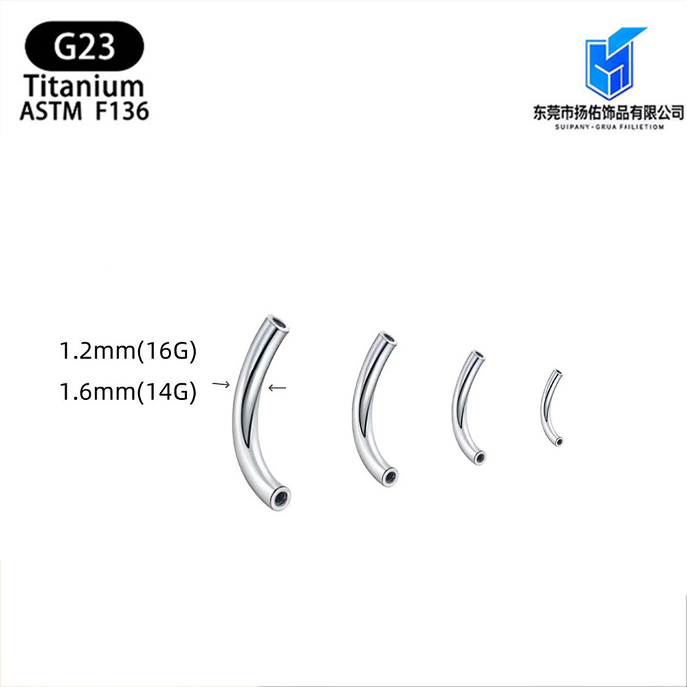 F136 Titanium Alloy Internally Threaded Bent Rod G23 Internally Threaded Belly Button Ring Eyebrow Ring Lip Ring Replacement Rod Body Piercing Jewelry