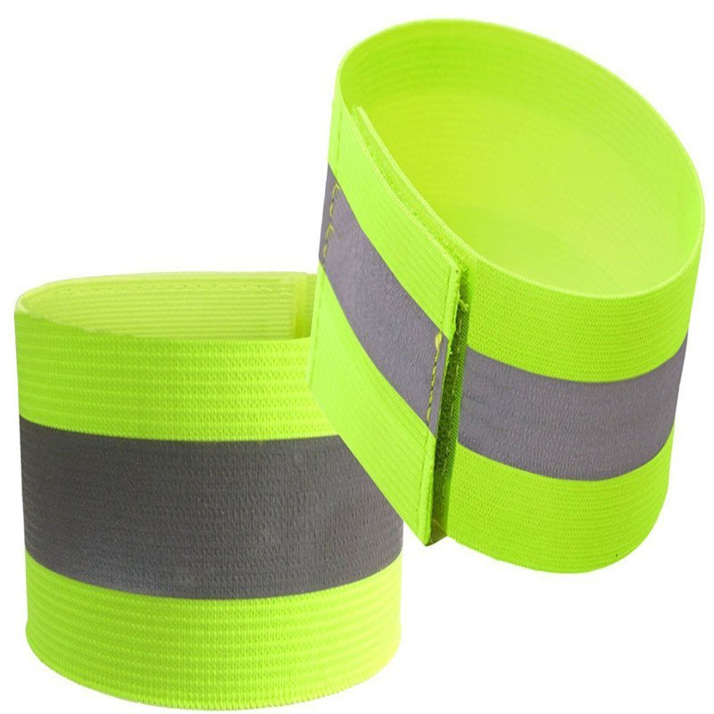 可调节大小 高弹绑腿反光臂带 户外运动夜跑步行荧光绿反光手腕带