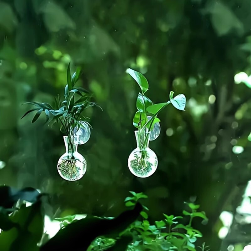 現代壁掛け式水培花瓶透明水養生け花壁に植木鉢緑羅水培器植物装飾|undefined