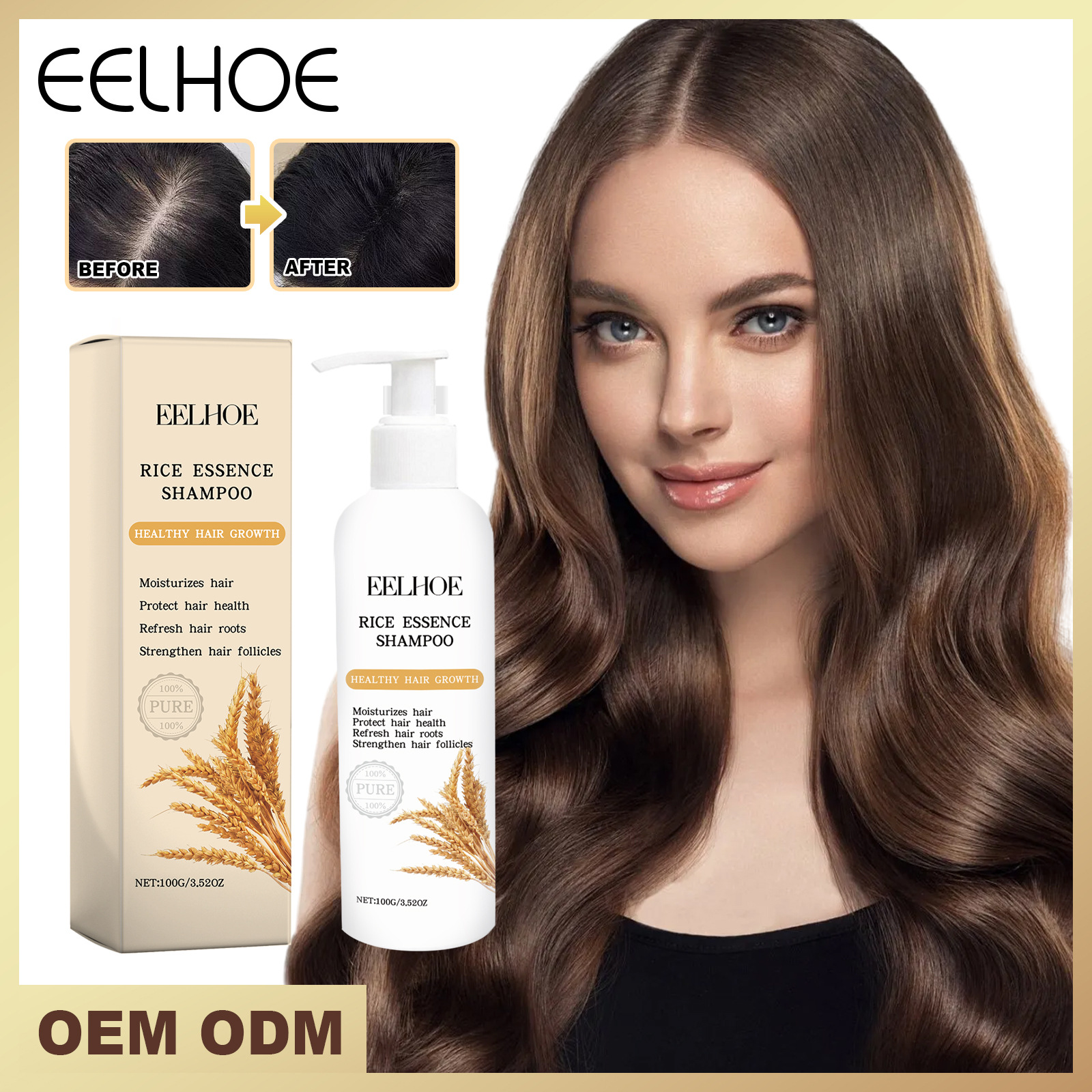 Eelhoe Rice Shampoo Gentle Ingredients Cleansing, Moisturizing, Moisturizing, Smooth Hair Rice Shampoo