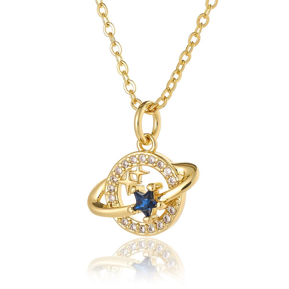 Fashion Heart Shape Copper Plating Chain Zircon Pendant Necklace 1 Piece