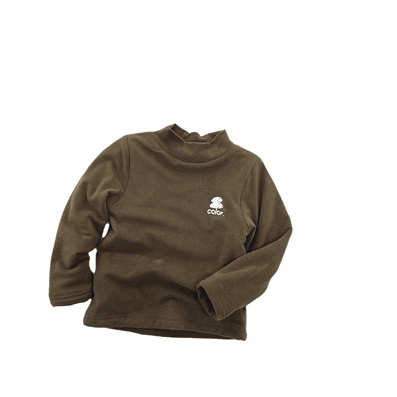 Camisa de fondo con forro polar para niñas simple para todo el Partido 2024 Invierno nuevos niños calientes Top niños estilo coreano ropa para niños moda