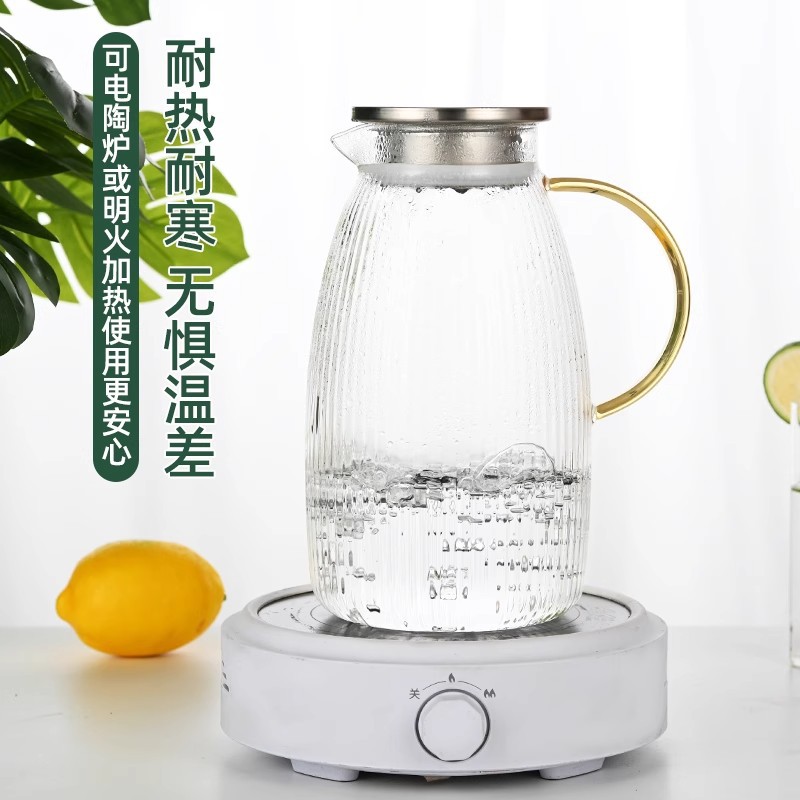 tetera de agua fría de vidrio resistente a altas temperaturas tetera de agua fría doméstica taza de agua conjunto de tetera de alta calidad tetera de té gruesa de gran capacidad