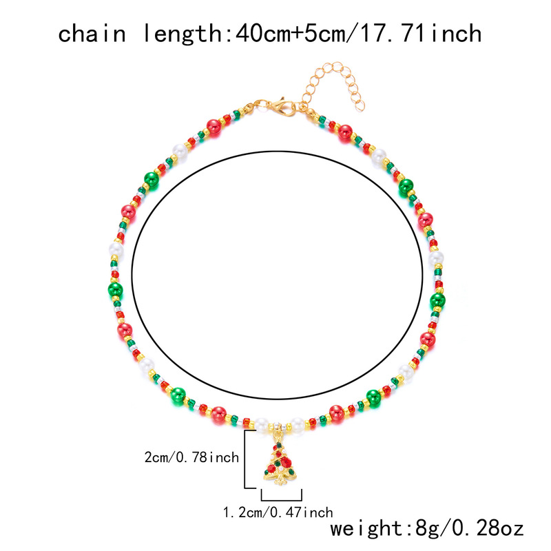 厂家直销跨境新款圣诞米珠项链创意百搭圣诞老人拐杖吊坠项链批发|undefined