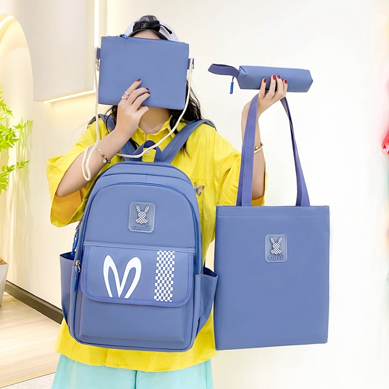 新款韓版小學生書包女大容量中學生高中生背包多件套休閒雙肩包