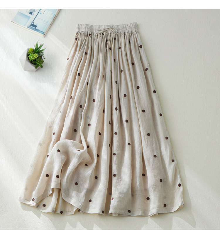 Chân váy xếp ly dáng chữ A cạp cao cotton hai lớp kiểu Nhật — Xanh lông mòng đen chi tiết 3