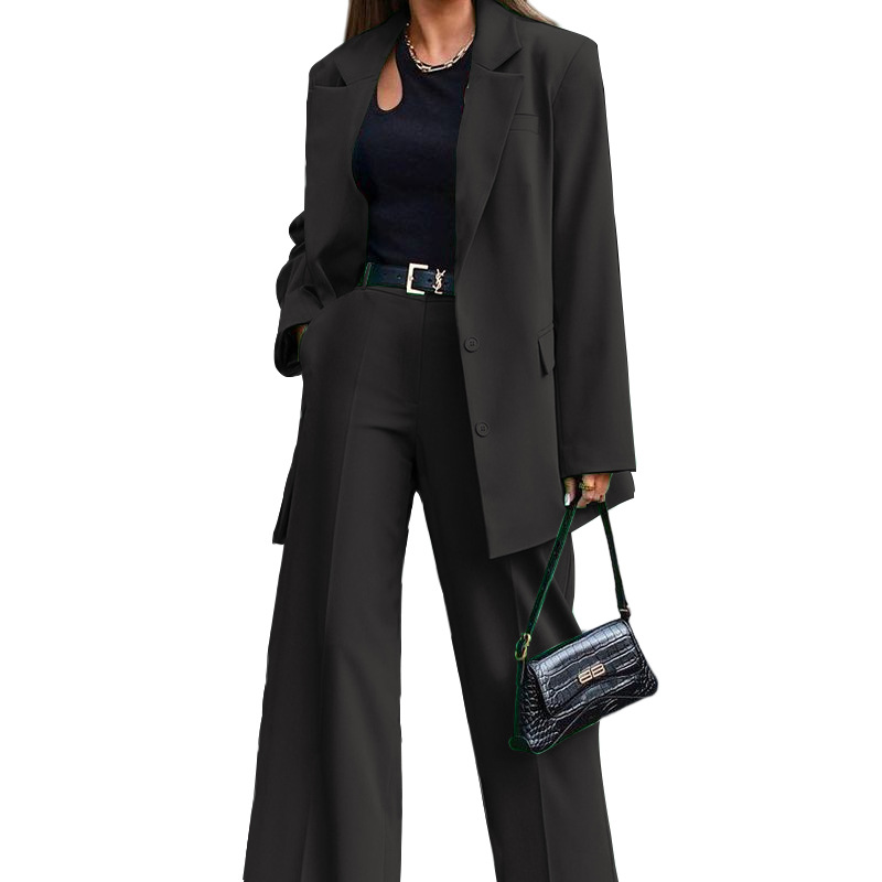 GraceChic LN1009 In Stock 2023 Autumn Winter New Solid Color Long Sleeve Women's Street Style Casual Suit Two-Piece Set_voghion.com