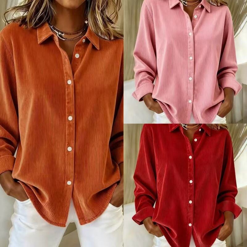 2025 Cross-Border European and American Export Women's Clothing Autumn and Winter New Amazon Independent Station Women's Corduroy Casual Shirt 2025 Cross-Border European and American Export Women's Clothing Autumn and Winter New Amazon Independent Station Women's Corduroy Casual Shirt