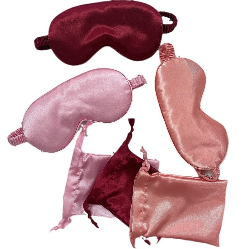 En stock máscara de ojo de seda artificial lazo bolsa nudo regalo de boda traje de seda sueño sombreado máscara de ojo