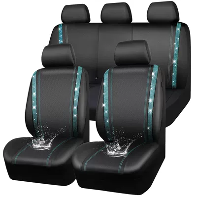 Seat Covers, Diamond Leather | Universal seat cover - lake-blue-diamond-9-piece-set-universal-model
