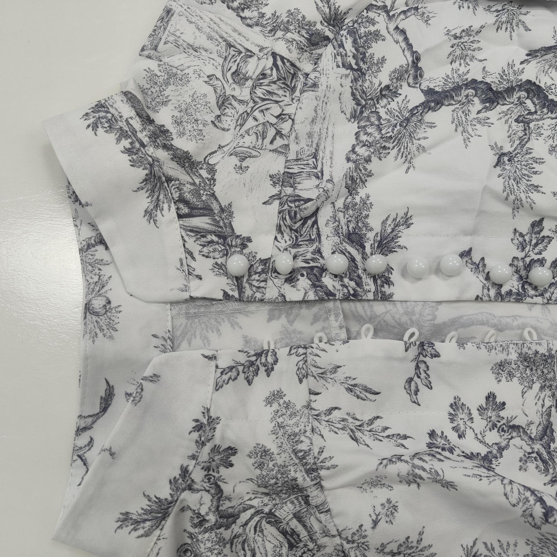 Spring New Women's Elegant Stylish Waist Cinching Printed Short Skirt European American Cross Border Dress Fashionable Clothing_ecoleips.com