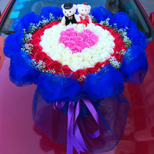 玫瑰花送女友214情人节礼物表白蓝色妖姬香皂花束仿真花假花