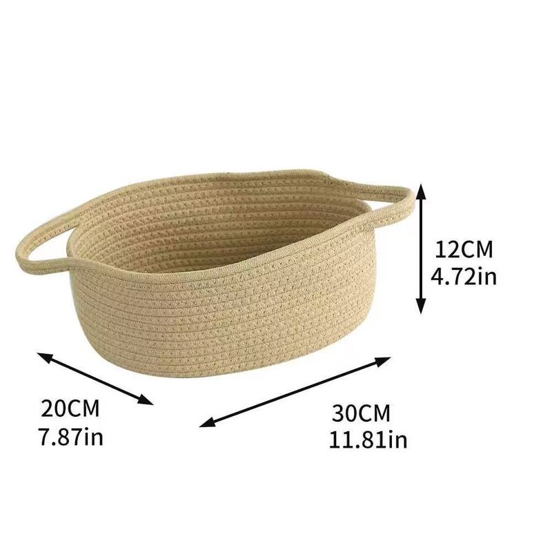 Amazon コットンロープおもちゃ収納バスケット ハンドル付き ホームバスルーム 手織り化粧品雑貨収納バスケット|undefined