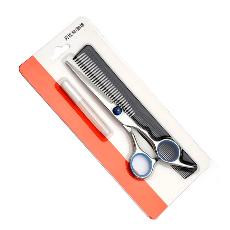 블루 햇 브라이트 실버 플랫 가위 [물집 종이 카드 + 케어 오일 빗]