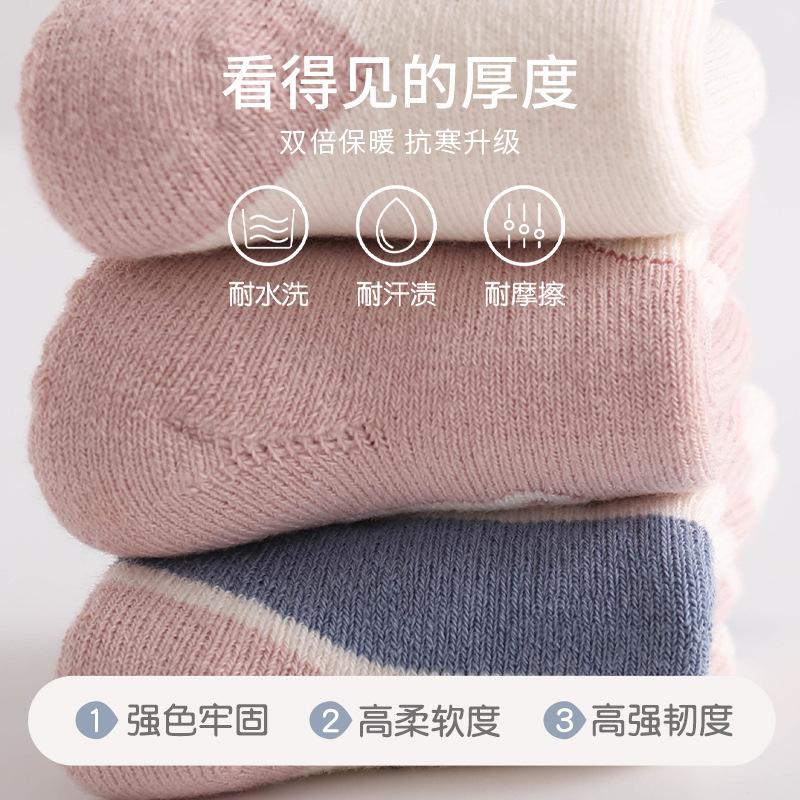 Calcetines de bebé de invierno engrosada Terry cálido calcetines de bebé recién nacido a rayas de flores para niños y niñas calcetines de media pantorrilla