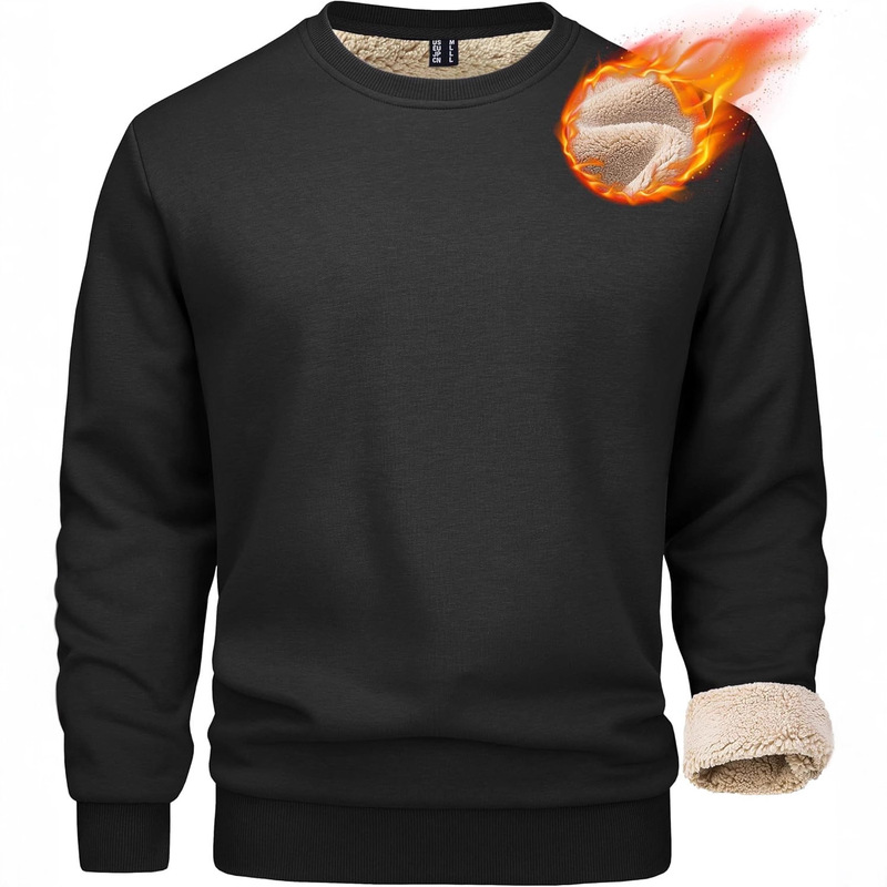 Magcomsen Men's Lamb Fleece-Lined Sweatshirts Wool Pullover Top Warm Round Neck Winter Sweatshirt Magcomsen Men's Lamb Fleece-Lined Sweatshirts Wool Pullover Top Warm Round Neck Winter Sweatshirt