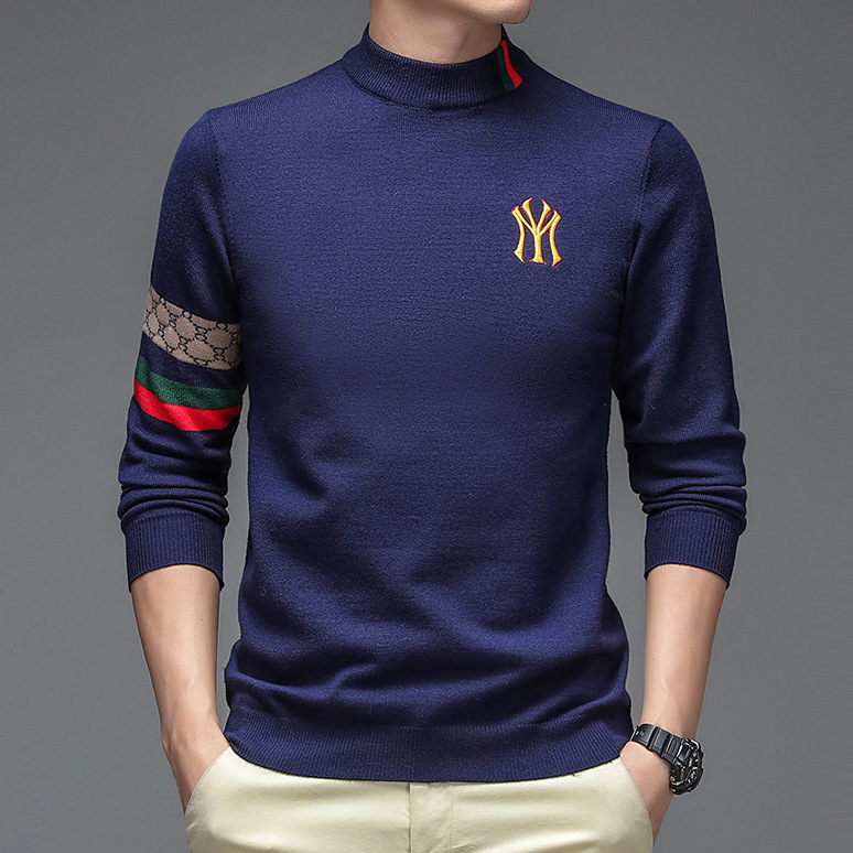 Sweater Men's Autumn Round Neck Sweater Top Korean Casual Embroidered Pullover Youth Men's Fashionable Base Shirt