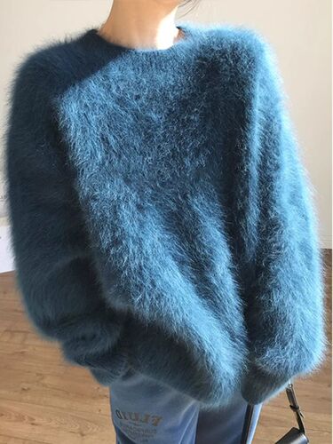 Mink fluffy clothes for women, thick loose clothes for winter, gentle and lazy loose sweater and top inside