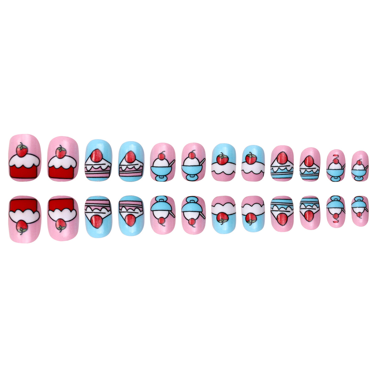 Uña de niños lindos, pastel de color rosa, uñas de niños, uñas falsas de alto nivel