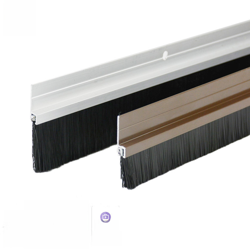 Aluminum alloy door gap and bottom seal brush for windproof, room dustproof, pestproof, wooden door sound insulation strip, door stop strip