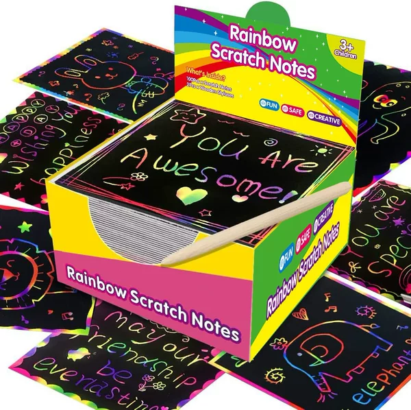 Cross-border boxed scraping paper 100 pieces of educational toys colorful graffiti scraping diy children's hand-scraping paper