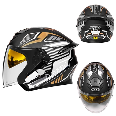 Motorcycle Safety Supplies – Electric Motorcycle Helmet 3C Certified - matt-dream-gold-built-in-gold-plated-mirror-hd-mirror-m57-58-head-circumference