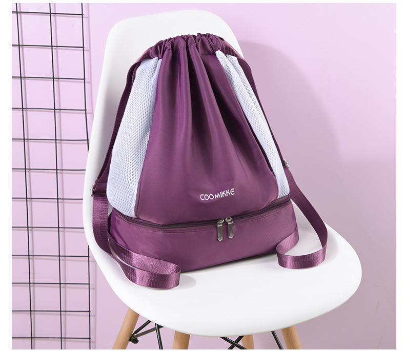 Waterproof Solid Color Casual Travel Drawstring Backpack display picture 2